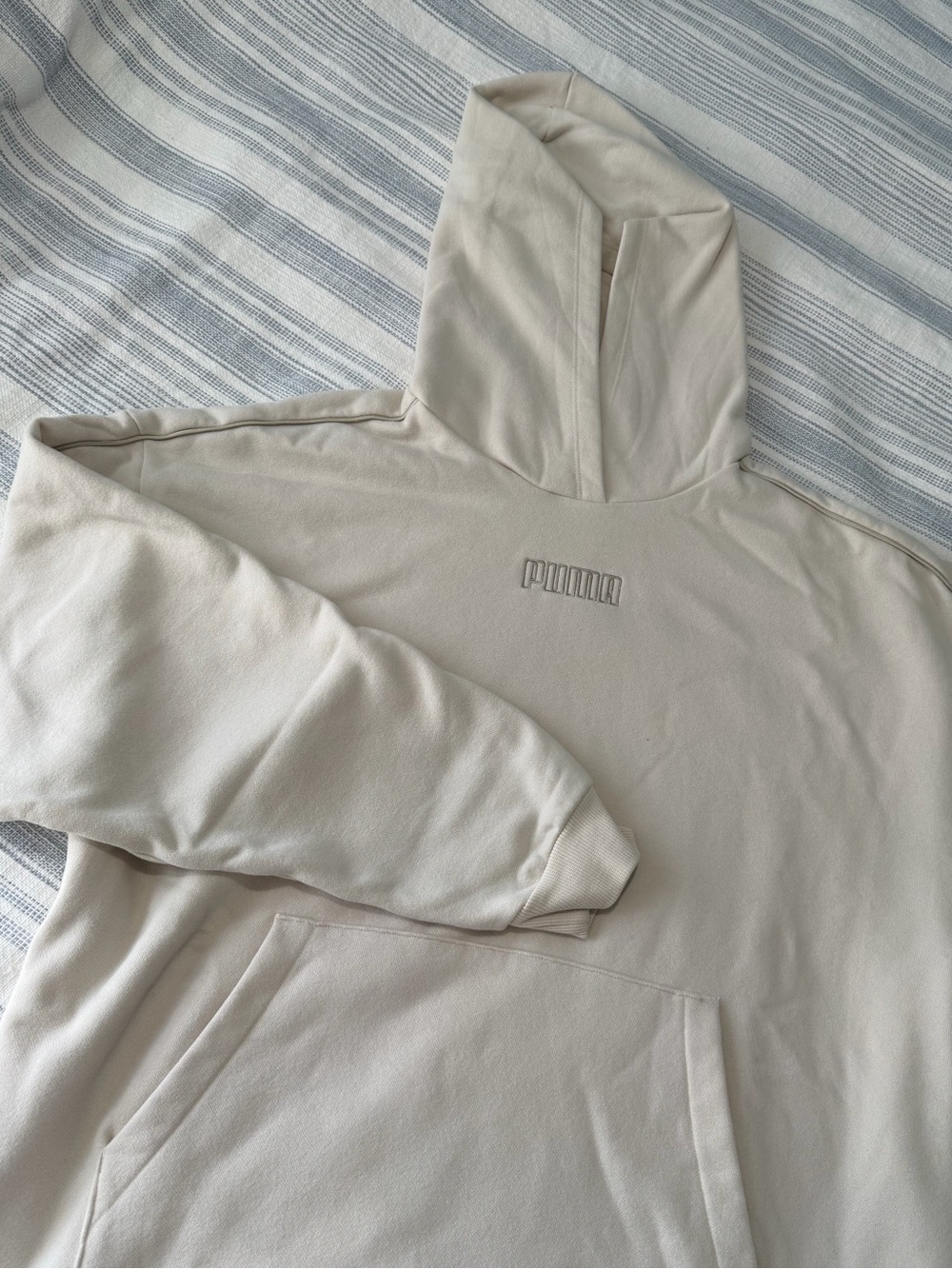 Puma Men’s Cream Hoodie Pullover with Subtle Logo